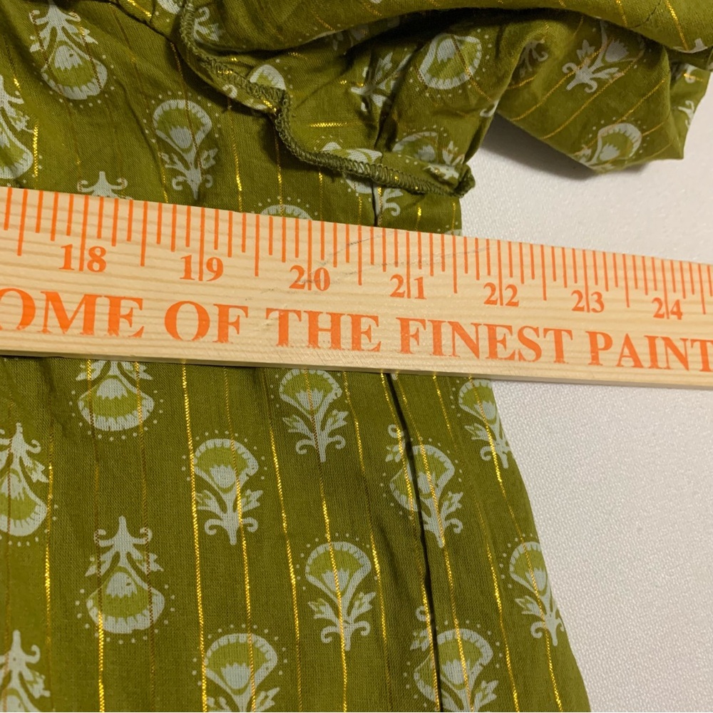 THML Olive Green Smocked Floral Short Sleeve Top - Picture 10 of 13